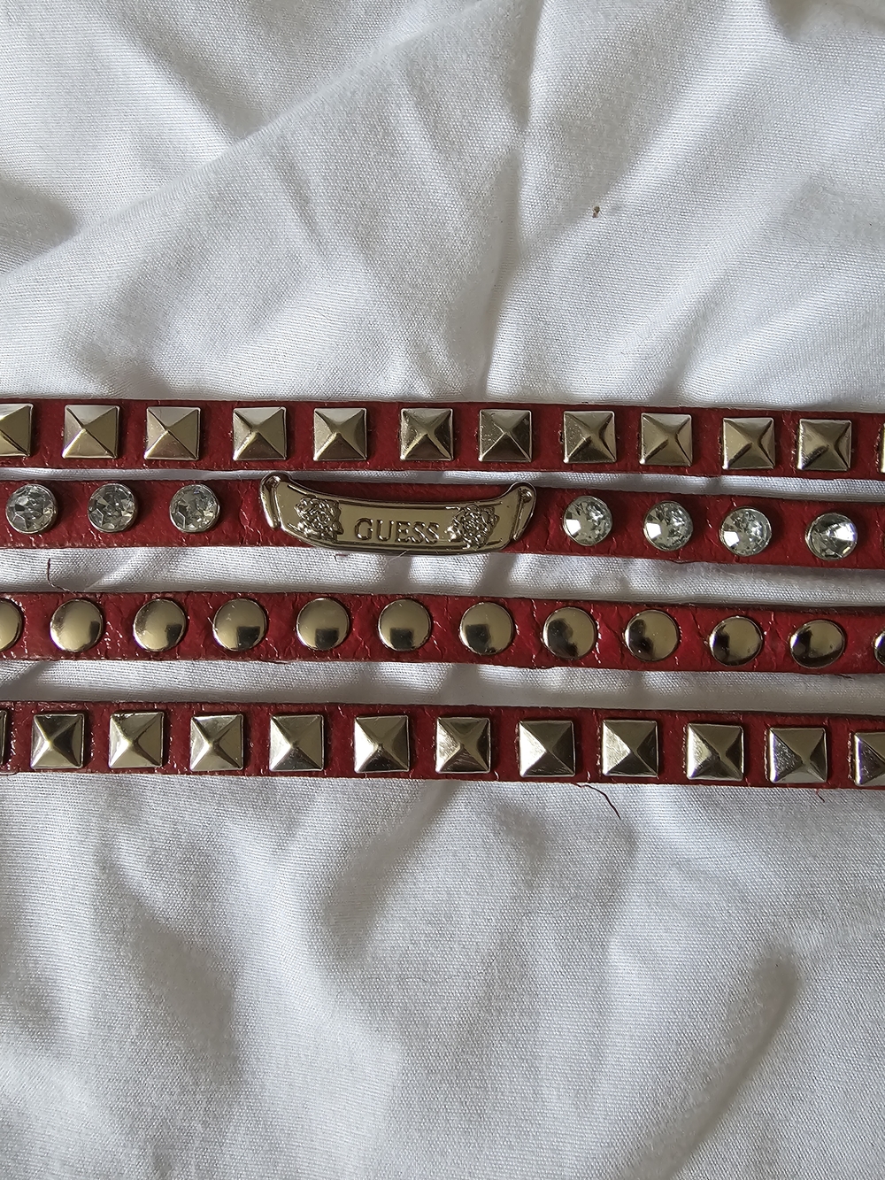 GUESS Red Studded Belt